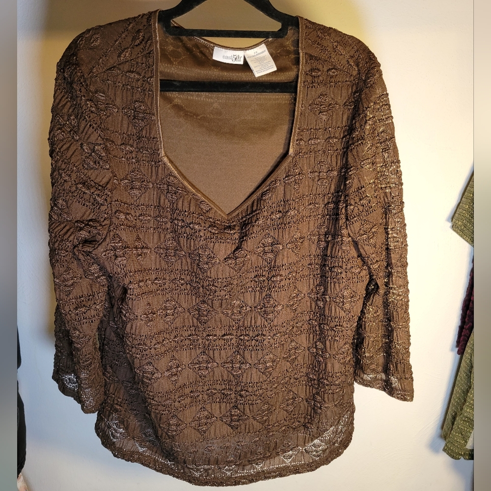 East 5th Chocolate Lace Blouse